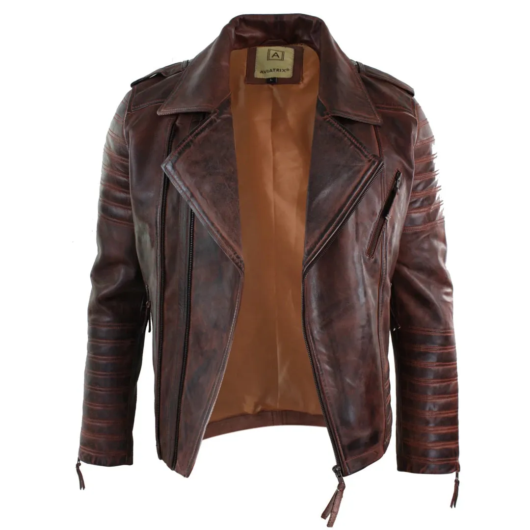 Urban Black Leather Cross Cross Men's Bike Jacket