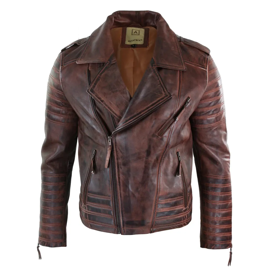 Urban Black Leather Cross Cross Men's Bike Jacket