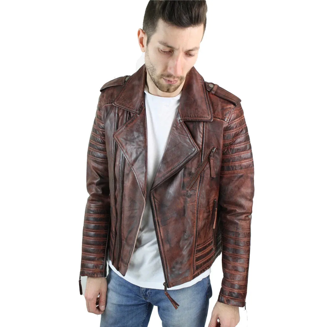 Urban Black Leather Cross Cross Men's Bike Jacket