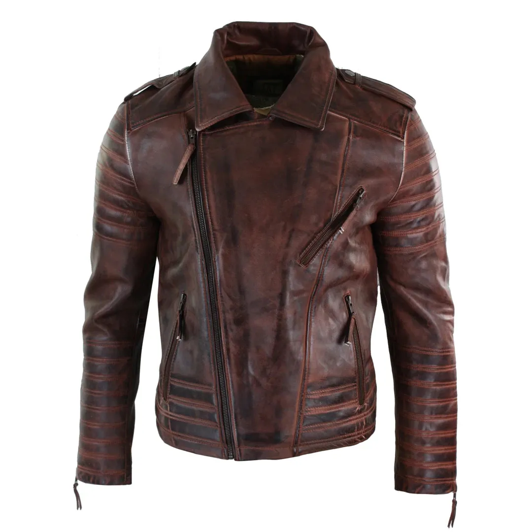Urban Black Leather Cross Cross Men's Bike Jacket