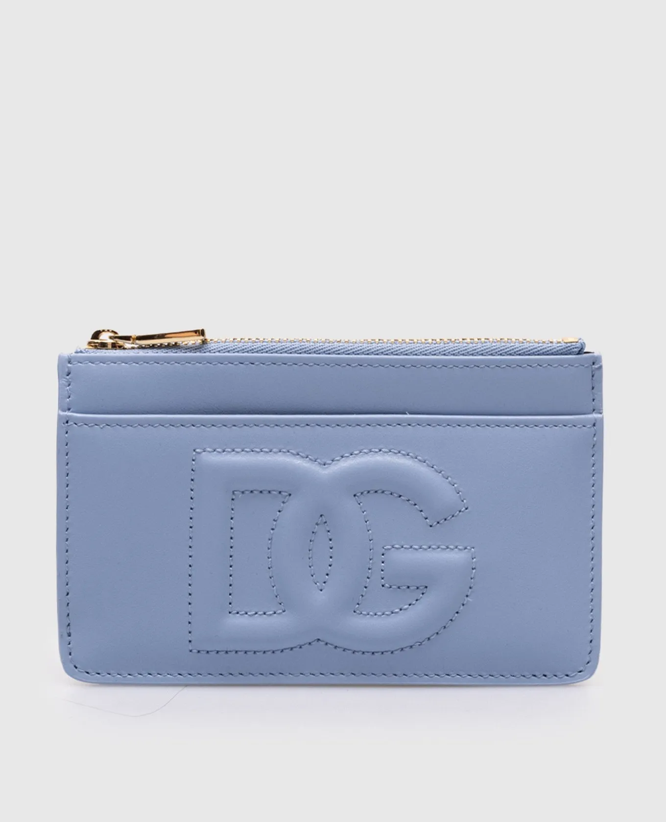 Dolce&Gabbana Blue leather cardholder with textured logo